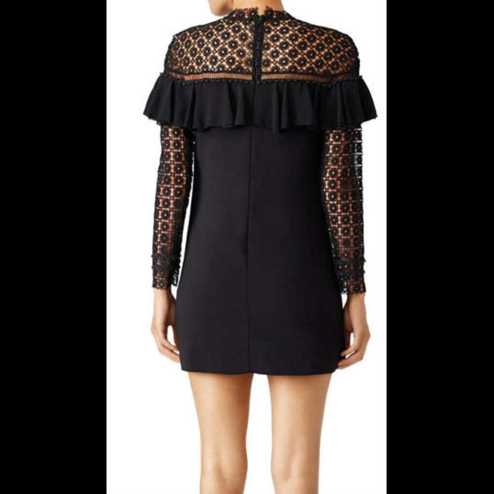 Slate and Willow Black Ana Dress Size 4 - ruffles, crochet long sleeve